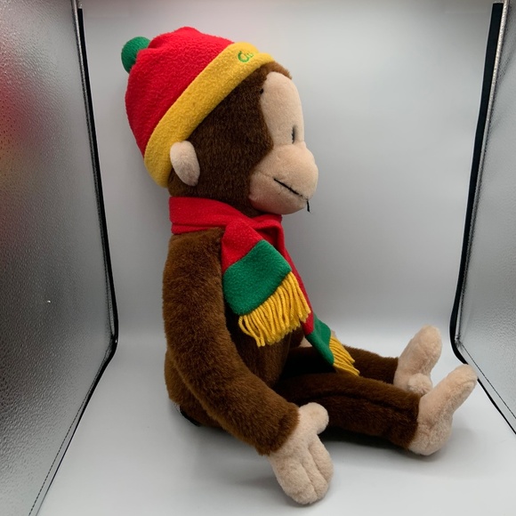 VTG Curious George Winter Hat and Scarf Jumbo 22" Large Plush Stuffed Animal - Picture 3 of 16